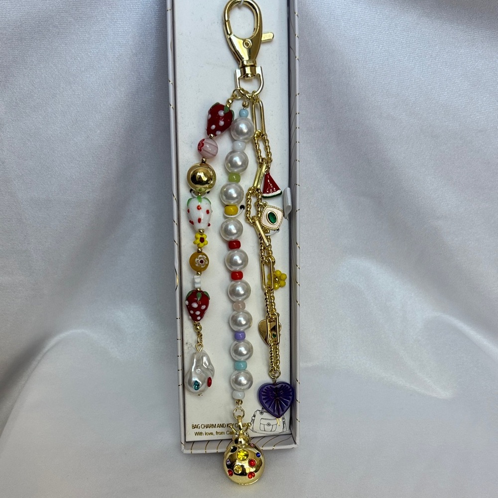 Eye Candy LA Ladybug and Strawberry  Keyring Keychain Bag Charm